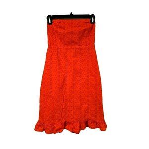 Old Navy Strapless Eyelet Midi Dress Size 2 Orange Summer Fun Playful Flirty